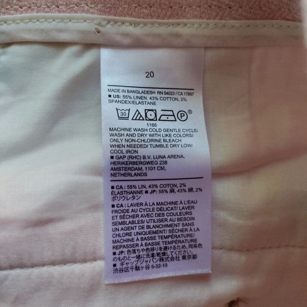 Banana Republic Pink Linen Blend Pleated Tapered Pants Size 20